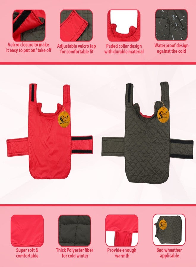 Sage Square Double-Sided Quilted Dog Jacket - Weather-Resistant, Lightweight, Waterproof, Designed for Comfort & Warmth, Adjustable Fit, Perfect for Indoors or Outdoors (Medium- 20 Inches, Red) - Image 4